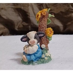 Mary's Moo Moos "A Message For Moo" Enesco Sunflower Cow Figurine 6MM654 USED
